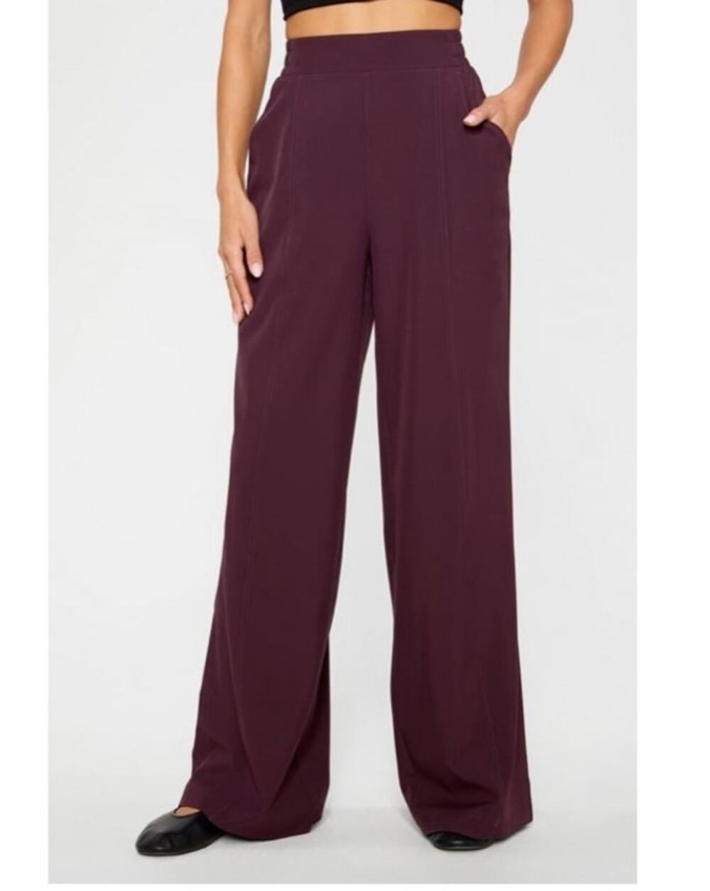 Fabletics Large Downtown Wide Leg Pants UPF Wicking Stretch Lightweight Hi-Rise